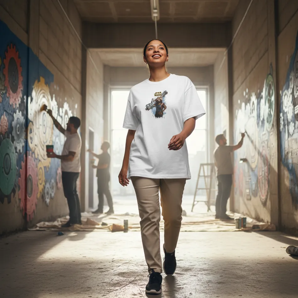 Marvel Inspired White Oversized T-Shirt – Rocket Graphic - Image 2