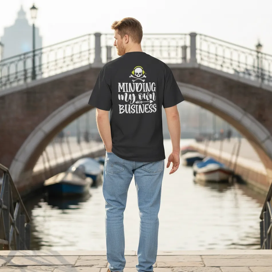 “Mind My Business” Inspired Black Oversized T-Shirt – Text Graphic - Image 4