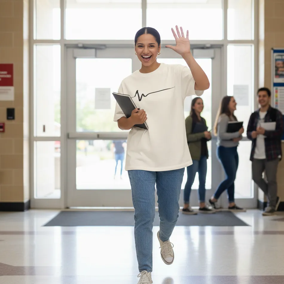 Heartbeat Inspired Beige Oversized T-Shirt – Life Line Graphic - Image 7