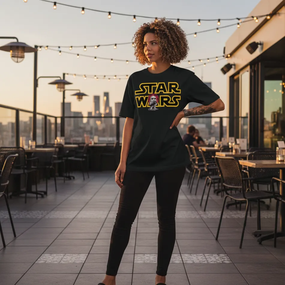 Star Wars Inspired Black Oversized T-Shirt – Text Graphic - Image 10