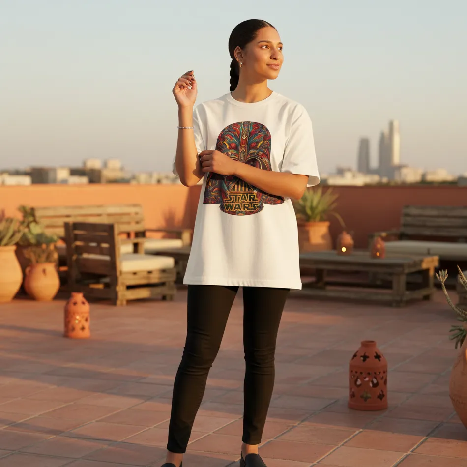 Star Wars Inspired Beige Oversized T-Shirt – Death Trooper Graphic - Image 8