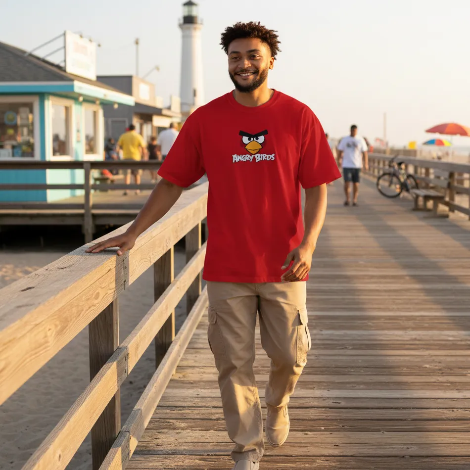 Angry Birds Inspired Red Oversized T-Shirt – Red Graphic - Image 6