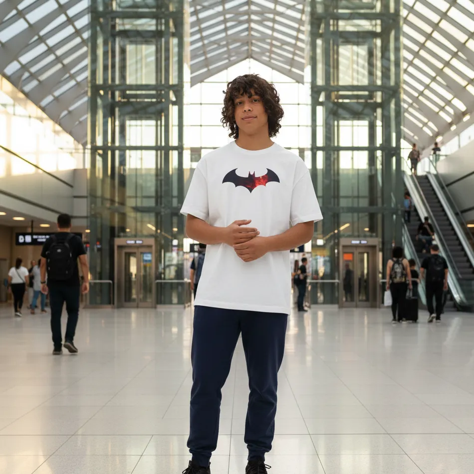 Batman Inspired White Oversized T-Shirt – Colourful Bat Logo Graphic - Image 7