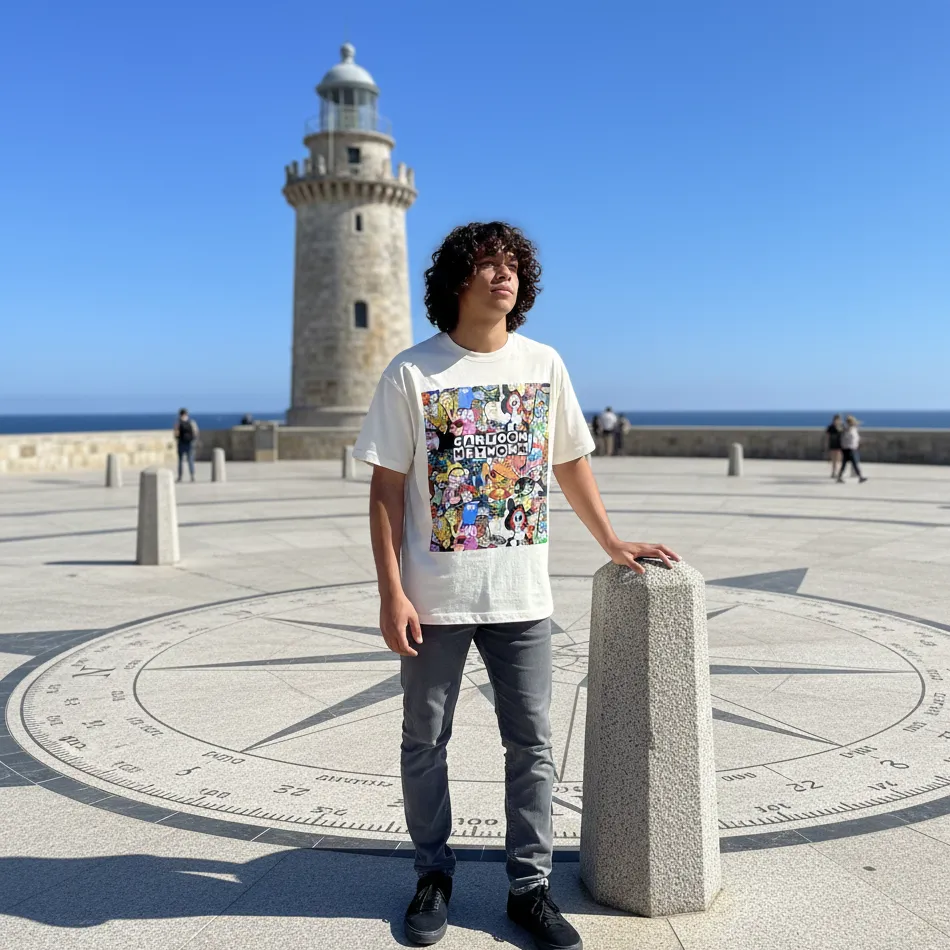 Cartoon Network Character Collage Beige Oversized T-Shirt for Men & Women - Image 8