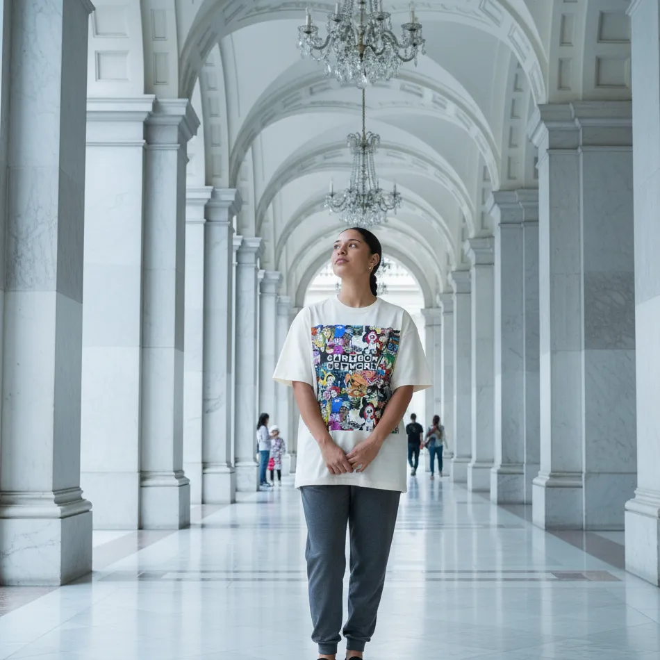 Cartoon Network Character Collage Beige Oversized T-Shirt for Men & Women - Image 9