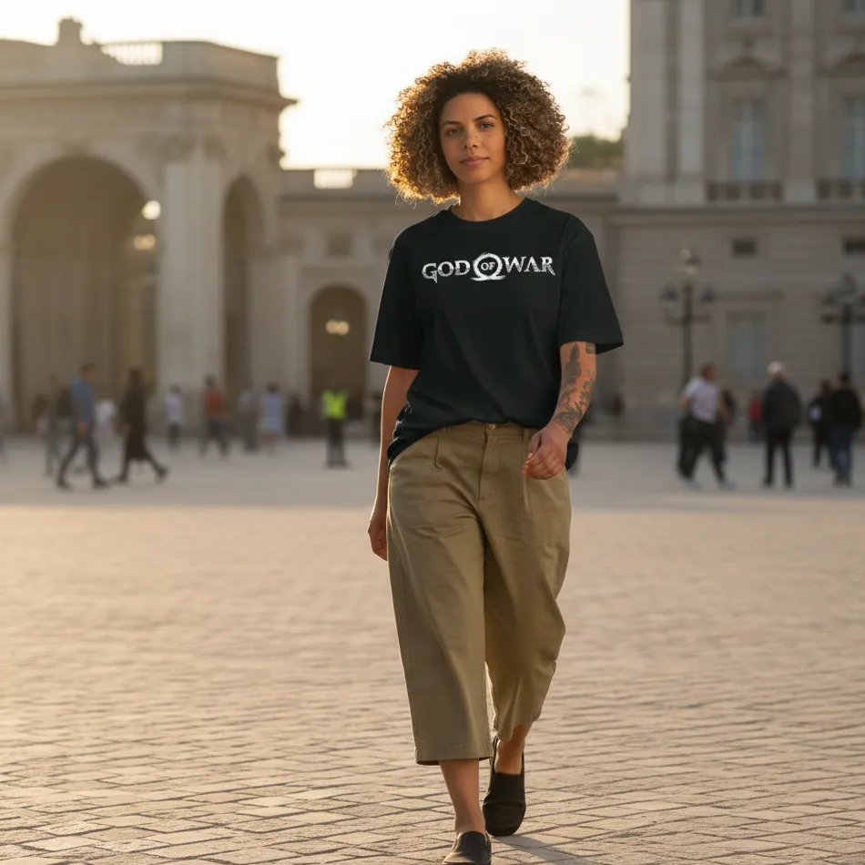 God of War Inspired Black Oversized T-Shirt – Text Graphic - Image 2