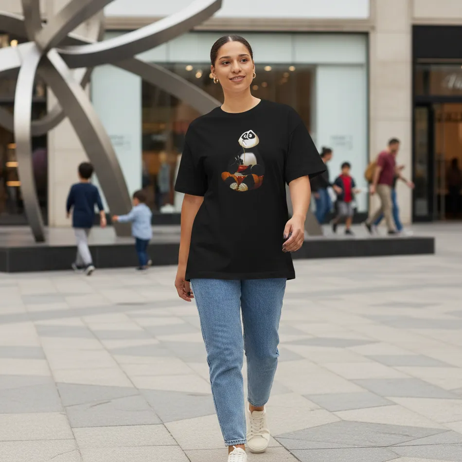 Kung Fu Panda Inspired Black Oversized T-Shirt – Sitting Po Graphic - Image 10
