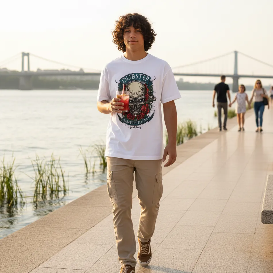 Skull Graphic White Oversized T-Shirt for Men & Women - Image 6