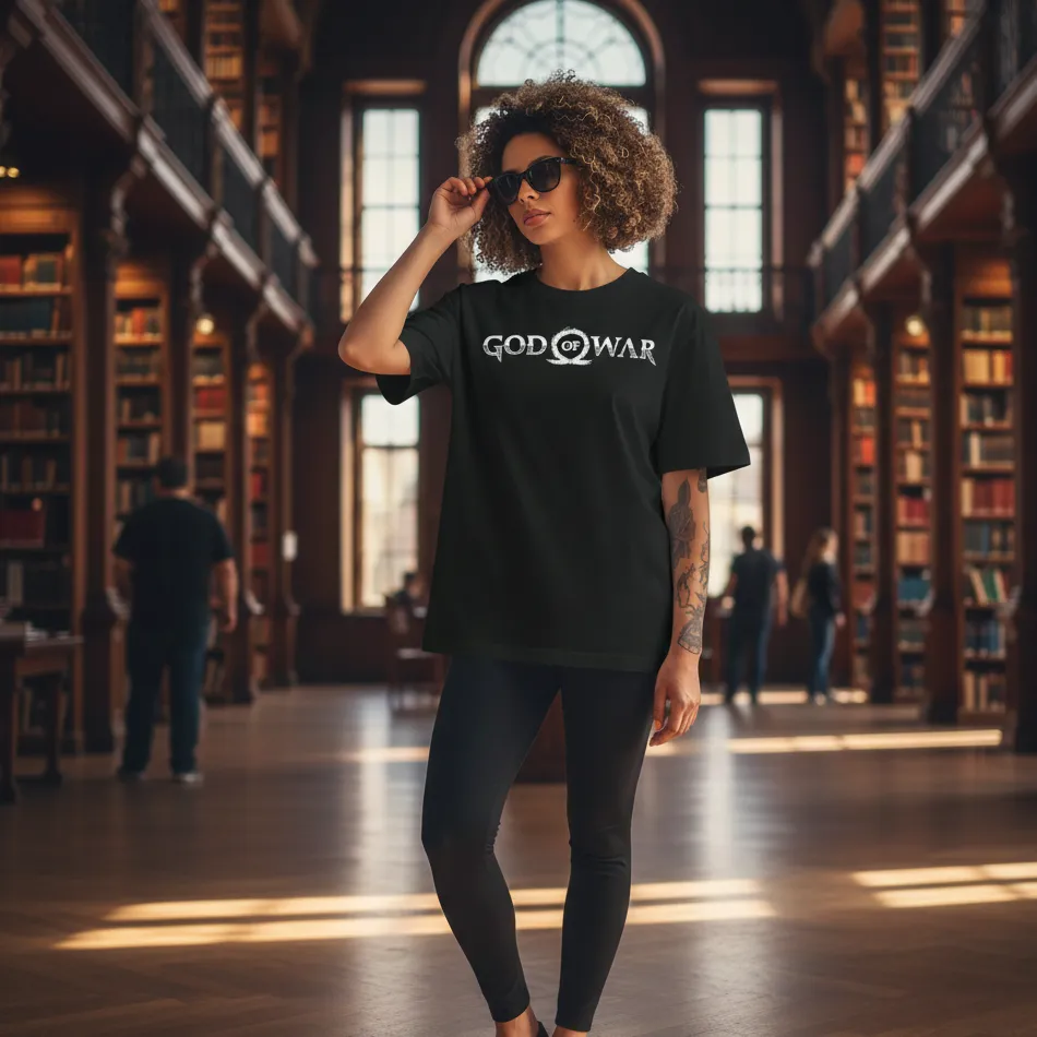 God of War Inspired Black Oversized T-Shirt – Text Graphic - Image 8