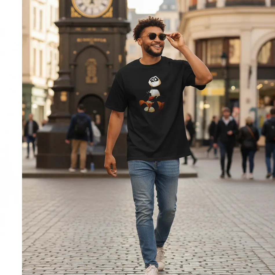 Kung Fu Panda Inspired Black Oversized T-Shirt – Sitting Po Graphic - Image 7
