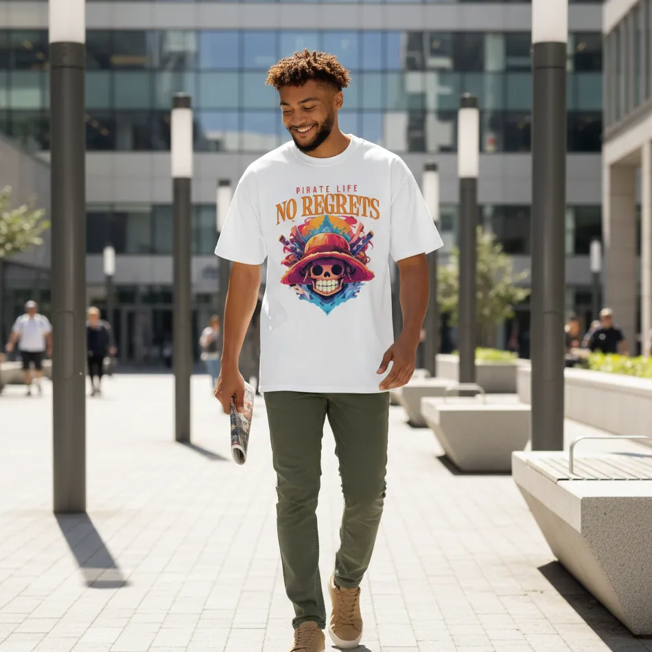 One Piece–Inspired Skull White Oversized T-Shirt - Image 3