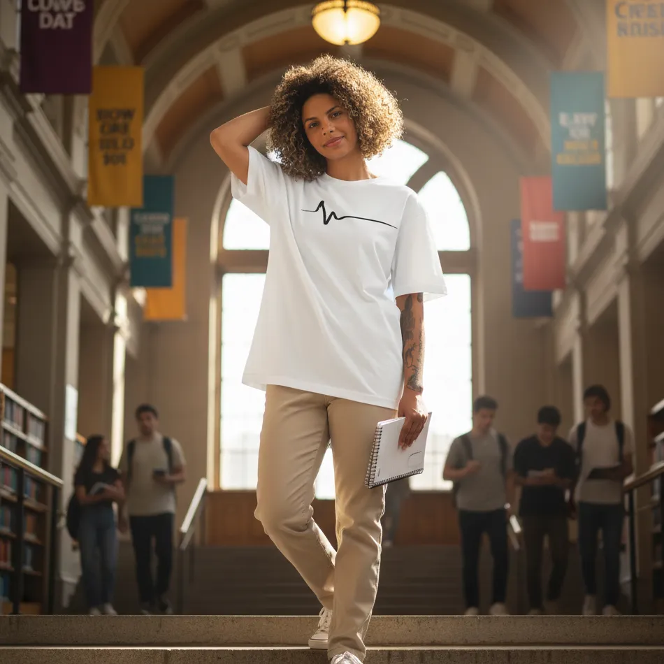 Heartbeat Inspired White Oversized T-Shirt – Life Line Graphic - Image 8