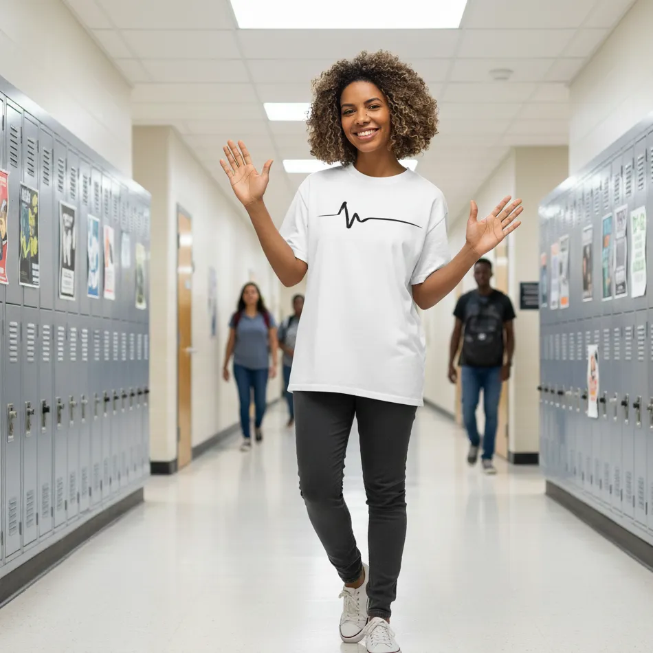 Heartbeat Inspired White Oversized T-Shirt – Life Line Graphic - Image 2