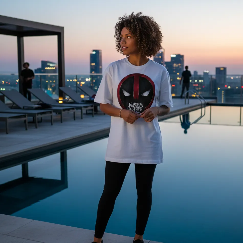 Maximum Effort Deadpool Dropshoulder T-shirt White 3.0 - Image 7