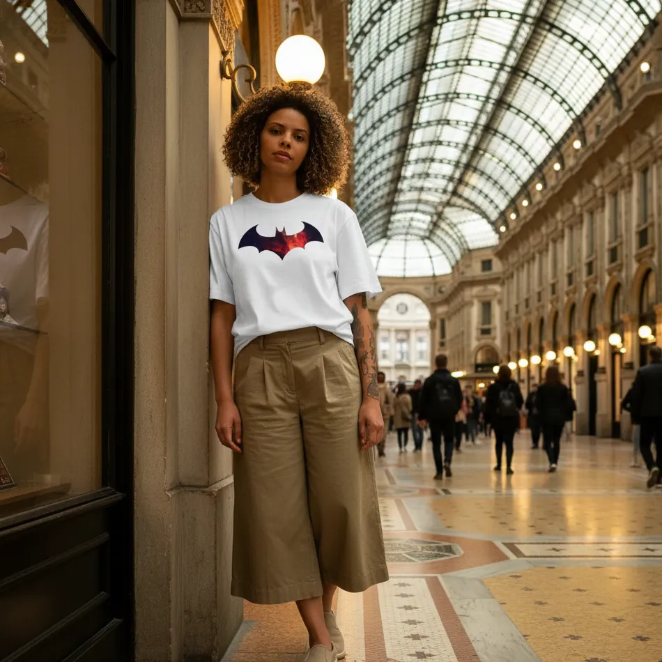 Batman Inspired White Oversized T-Shirt – Colourful Bat Logo Graphic - Image 4