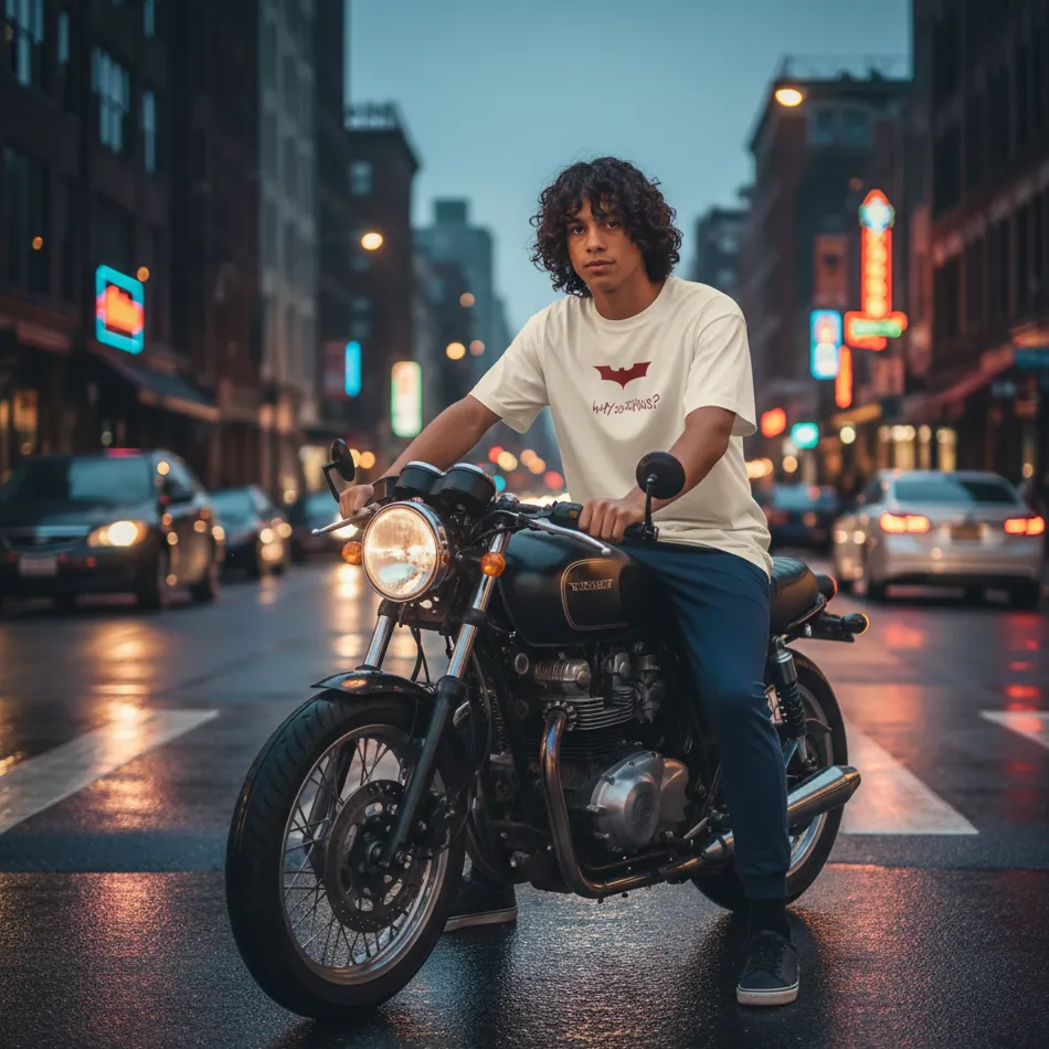 Batman-Inspired “Why So Serious” Beige Oversized T-Shirt for Men & Women - Image 6