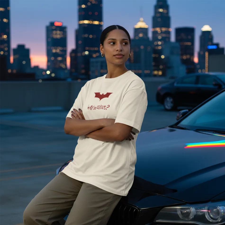 Batman-Inspired “Why So Serious” Beige Oversized T-Shirt for Men & Women - Image 11