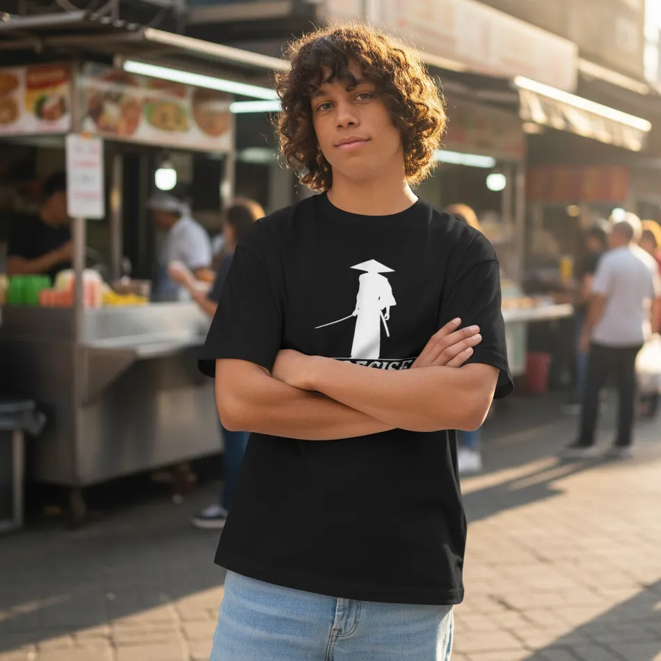 Japanese Samurai Inspired Black Oversized T-Shirt – Precise Graphic - Image 5