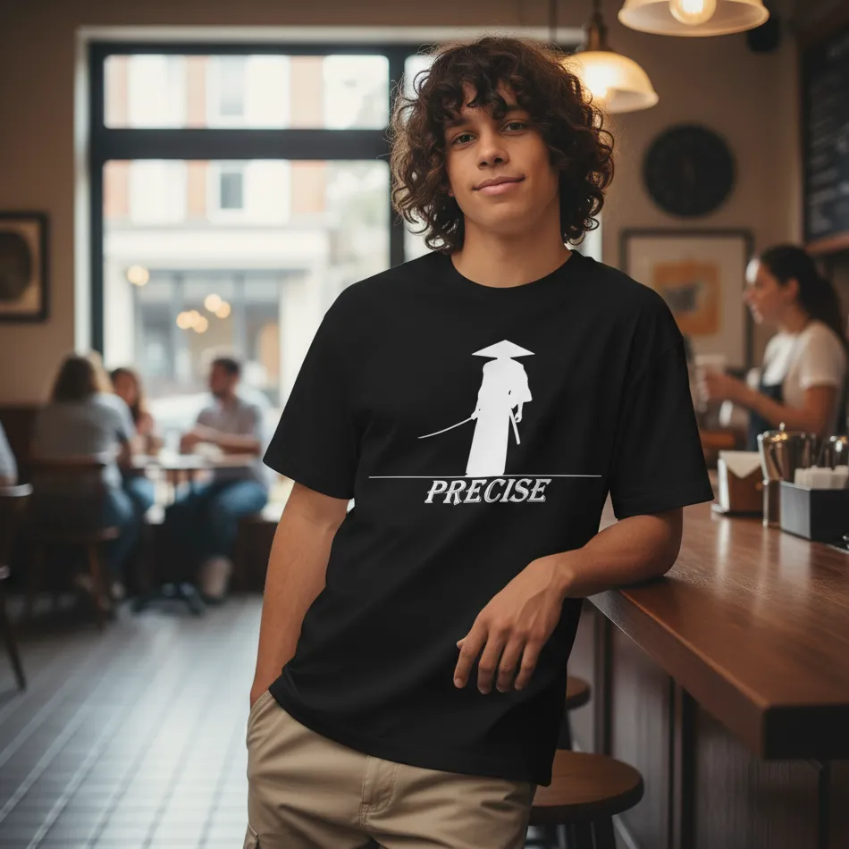 Japanese Samurai Inspired Black Oversized T-Shirt – Precise Graphic - Image 3