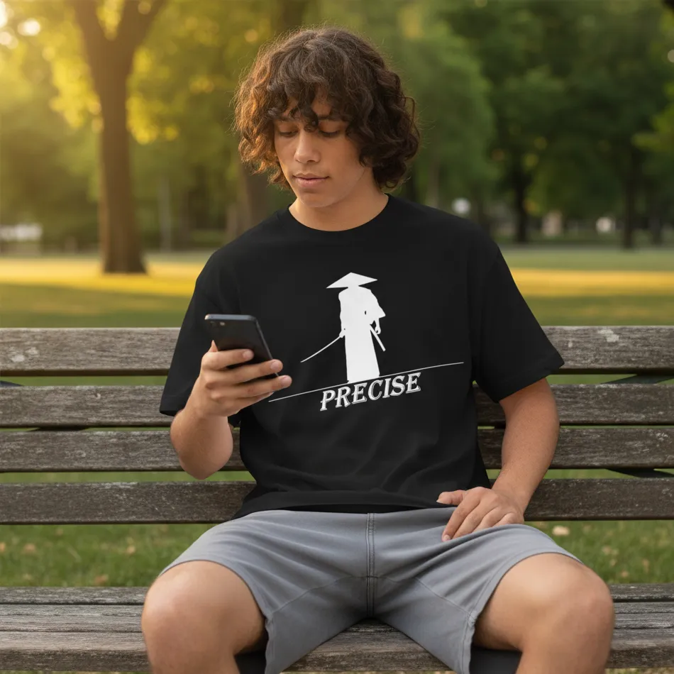 Japanese Samurai Inspired Black Oversized T-Shirt – Precise Graphic - Image 7