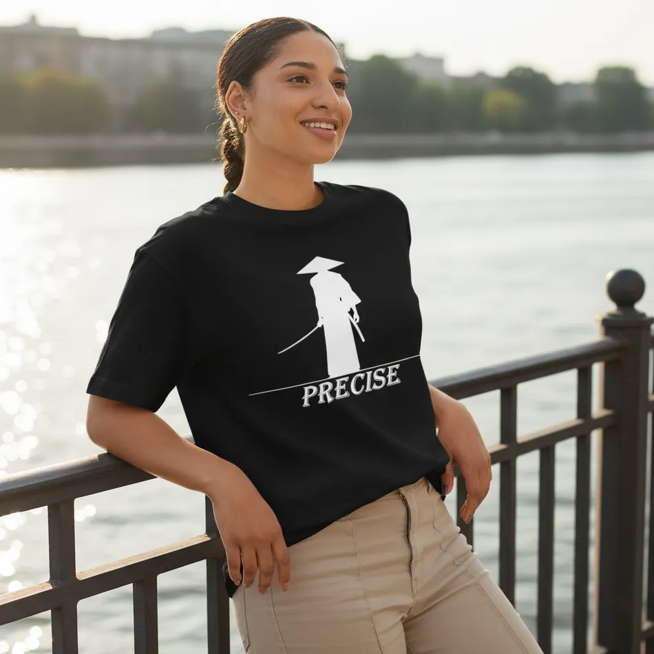 Japanese Samurai Inspired Black Oversized T-Shirt – Precise Graphic - Image 2