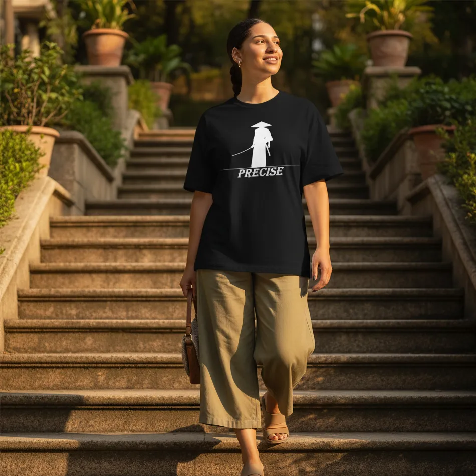 Japanese Samurai Inspired Black Oversized T-Shirt – Precise Graphic - Image 10