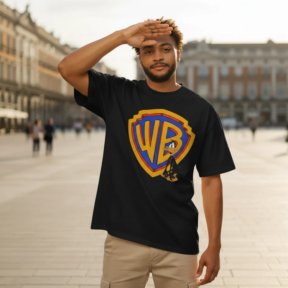 Warner Bros Inspired Black Oversized T-Shirt – Daffy Duck Graphic - Image 3