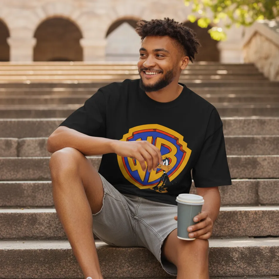 Warner Bros Inspired Black Oversized T-Shirt – Daffy Duck Graphic - Image 10
