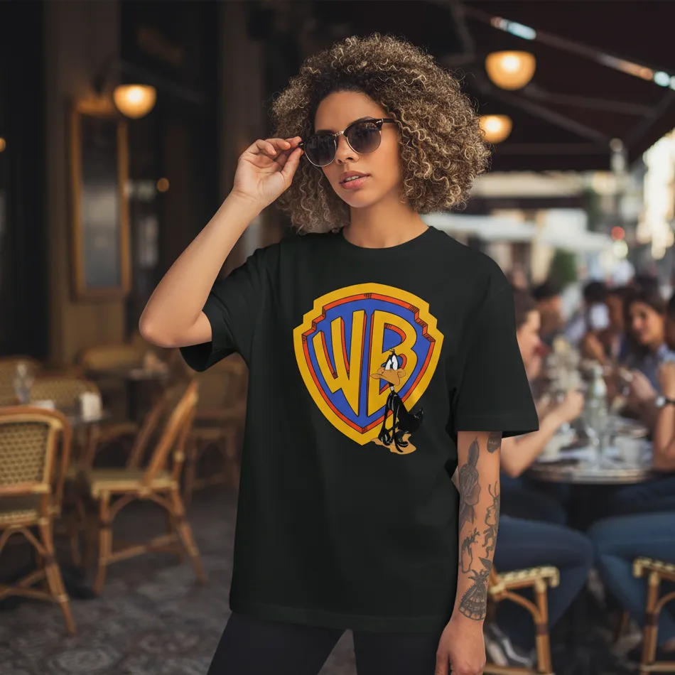 Warner Bros Inspired Black Oversized T-Shirt – Daffy Duck Graphic - Image 2