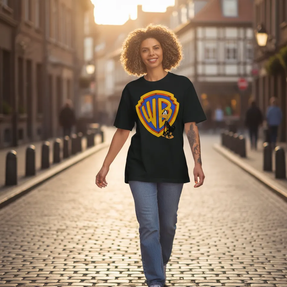 Warner Bros Inspired Black Oversized T-Shirt – Daffy Duck Graphic - Image 4