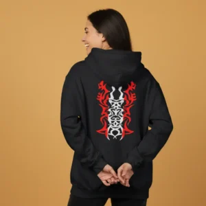 Women black biker inspired curves hoodie