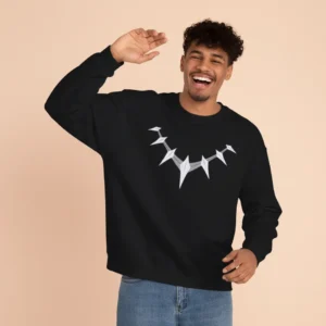 Black Panther Inspired Black Sweatshirt for Men | Necklace Graphic
