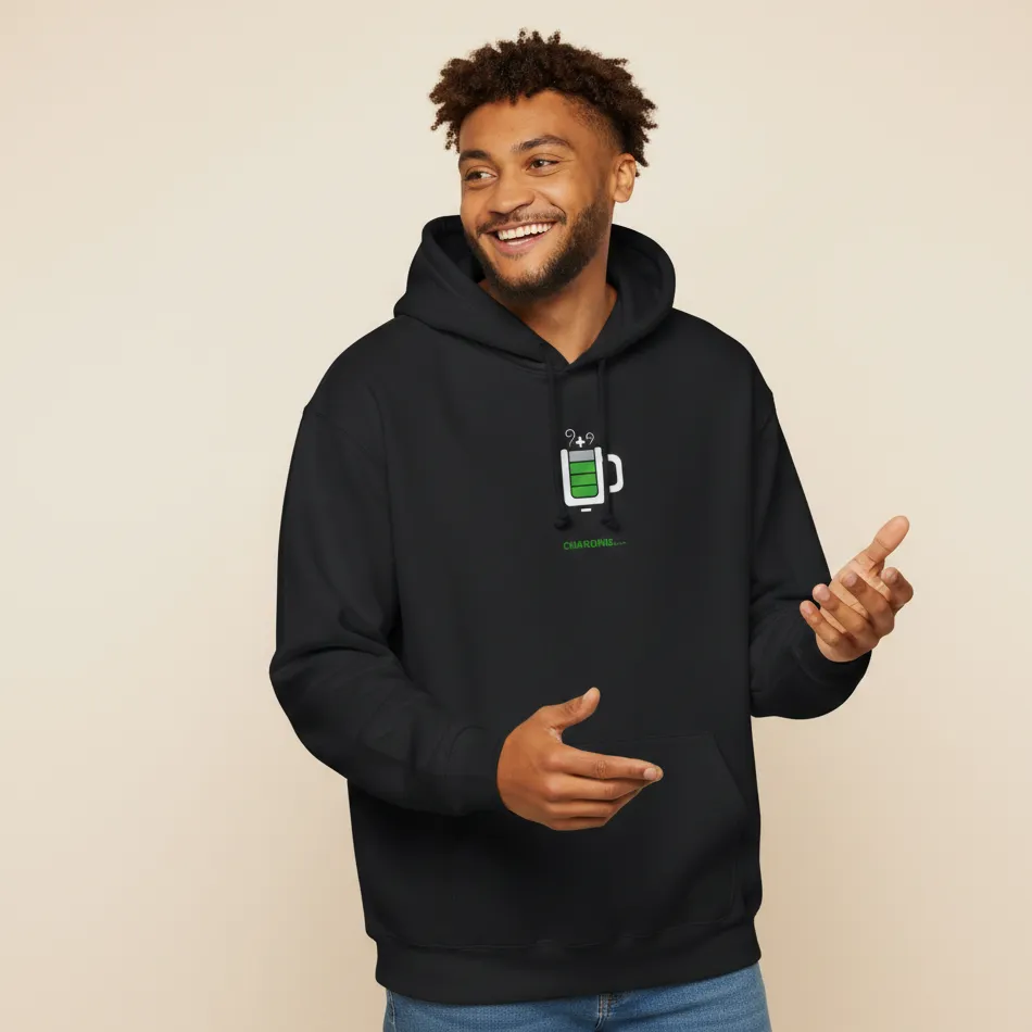Men black coffee battery inspired hoodie