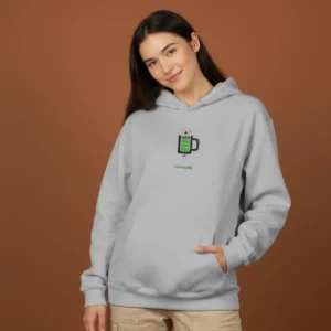 Women grey coffee battery inspired hoodie