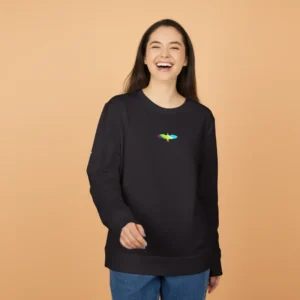 Women black colorful flying bird sweatshirt