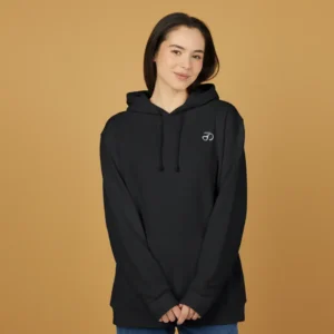 Women black kattar clothing logo hoodie