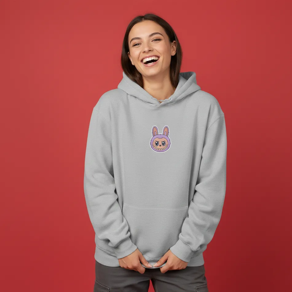 Women grey labubu doll inspired hoodie