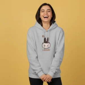 Women grey labubu doll inspired hoodie