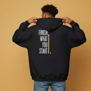 Men black motivational text hoodie