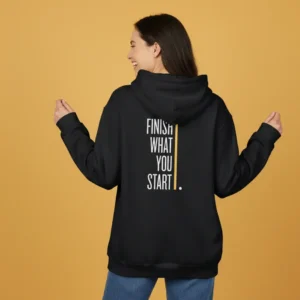 Women black motivational text hoodie