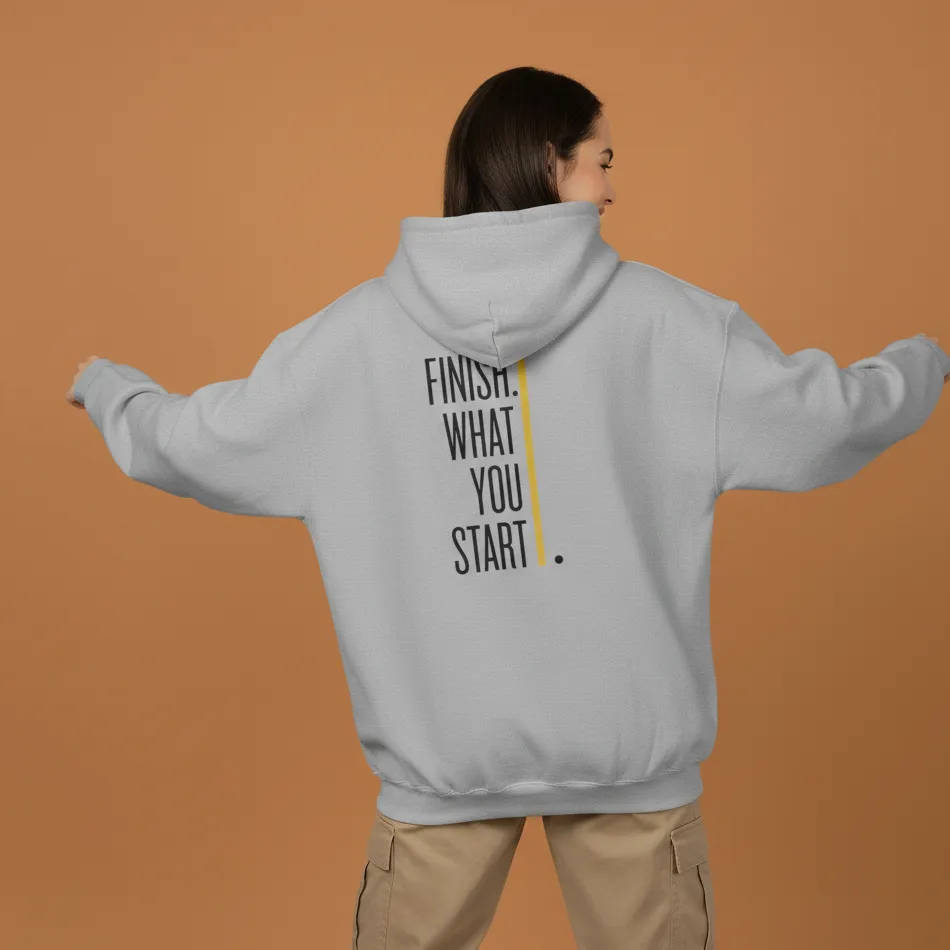 Women grey motivational text hoodie