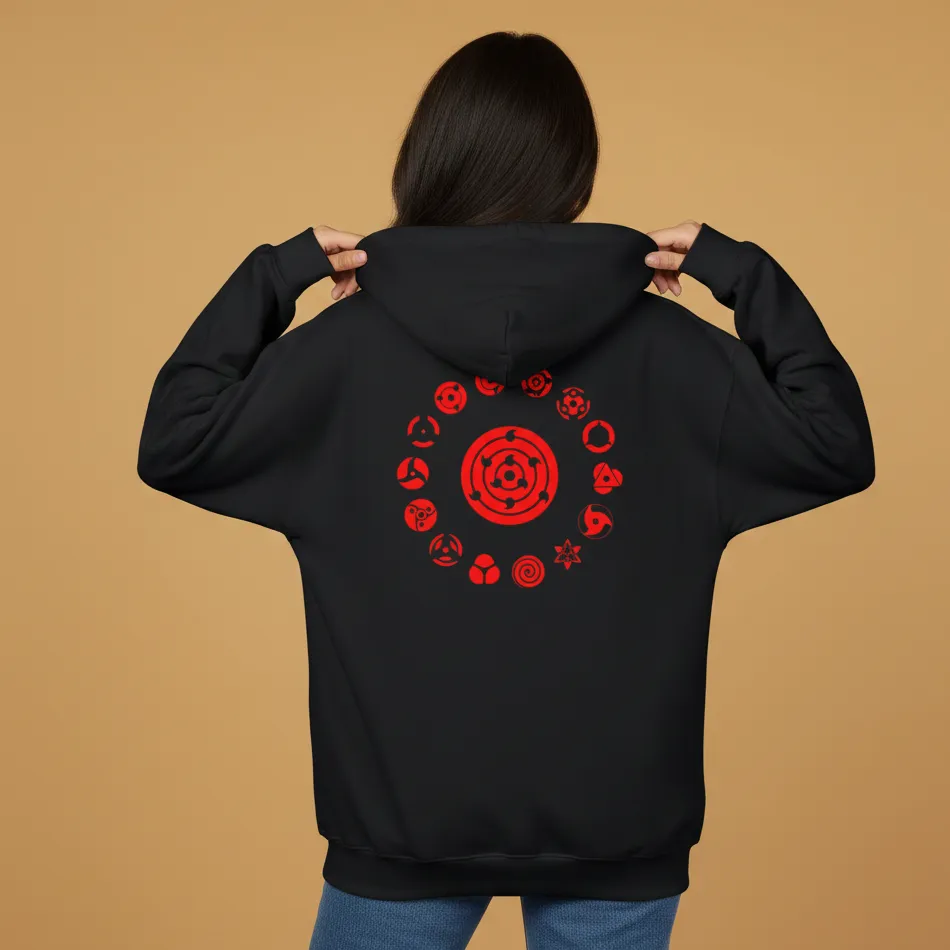 Women black naruto anime logo hoodie