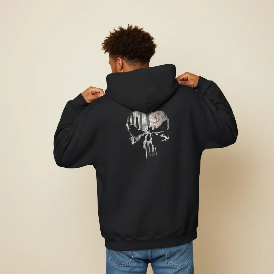 Men black punisher inspired hoodie