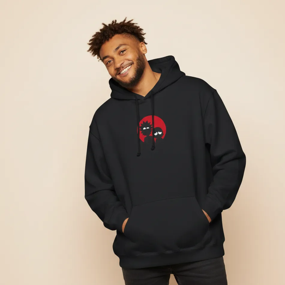 Men black rick and morty inspired hoodie