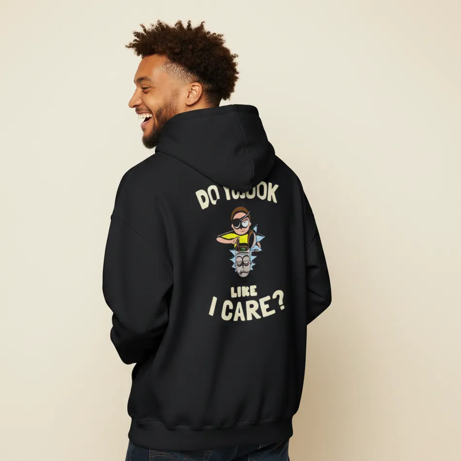 Men black rick and morty inspired hoodie