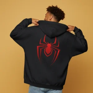 Men black spiderman inspired hoodie