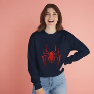 Spider-Man Inspired Navy Sweatshirt for Women | Red Spider Graphic