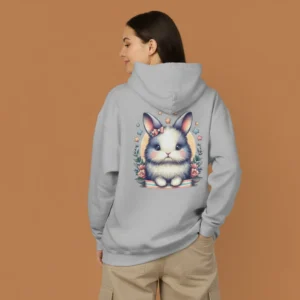 Women grey white rabbit inspired hoodie