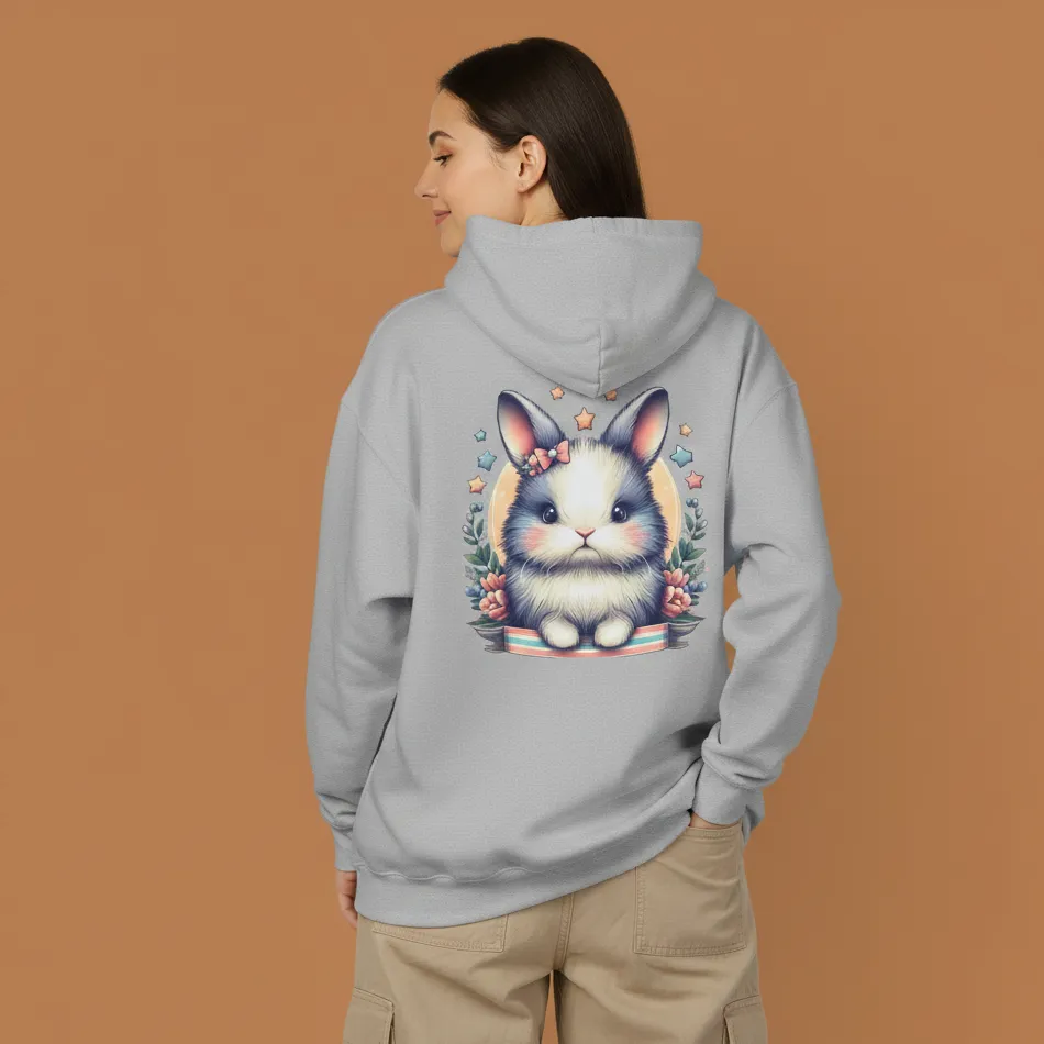 Women grey white rabbit inspired hoodie
