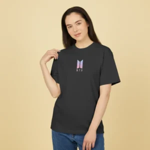women BTS inspired logo black oversized t-shirt